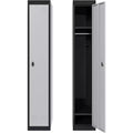 Armoire de rangement métallique de 72 po avec 1 porte, casiers pour employés et étudiants avec étagères, casier de rangement métallique en acier pour l'école, le bureau, la salle de sport, gris et noir