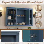 Meuble haut de salle de bain de 47 pouces, Armoire à pharmacie murale avec miroir et étagères ouvertes, Armoire de rangement flottante au-dessus des toilettes pour salle de bain