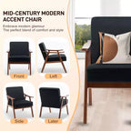 Fauteuil d'appoint de salon avec dossier extra épais, fauteuil à oreilles avec pieds en bois massif pour salle de lecture, chambre à coucher