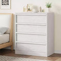 Commode de chambre à 4 tiroirs GustoWave, table de chevet blanche à 4 tiroirs avec grand rangement, petite commode de rangement pour entrée