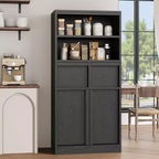 Meuble de Rangement Salle de Bain Haut de 129 cm, Meuble Bas Autonome avec 2 Tiroirs, Meuble de Rangement pour Salon Cuisine Salle de Bain