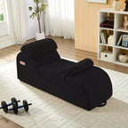 Mjkone Chaise Longue de Yoga en Velours Côtelé, Canapé de Yoga Incurvé avec Appui-Tête/Coussin Lombaire/Repose-Pieds Amovibles, Base Antidérapante