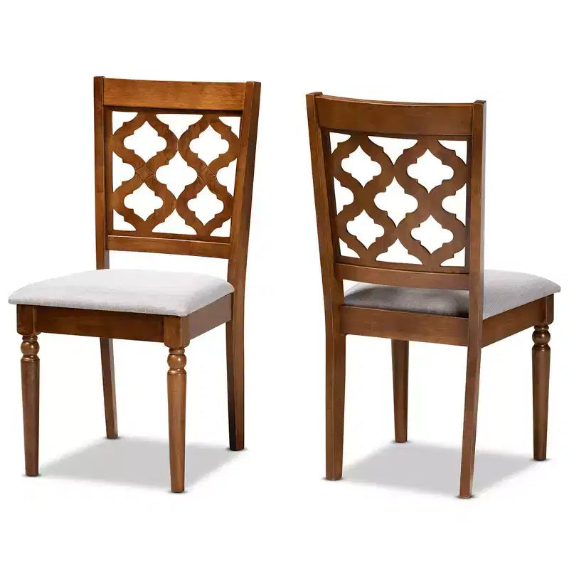 Lot de 2 chaises de salle à manger Ramiro en tissu et bois – Baxton Studio