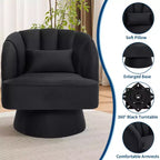 Fauteuil pivotant GustoWave avec accoudoirs, fauteuil rond en velours pivotant à 360° de style Mid-Century, fauteuil moderne pour salon