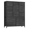 Commode à 15 Tiroirs, Commode de Rangement avec Plateau en Bois, Cadre en Métal, Unité de Rangement en Tissu, Grande Commode pour Chambre, Salon, Couloir