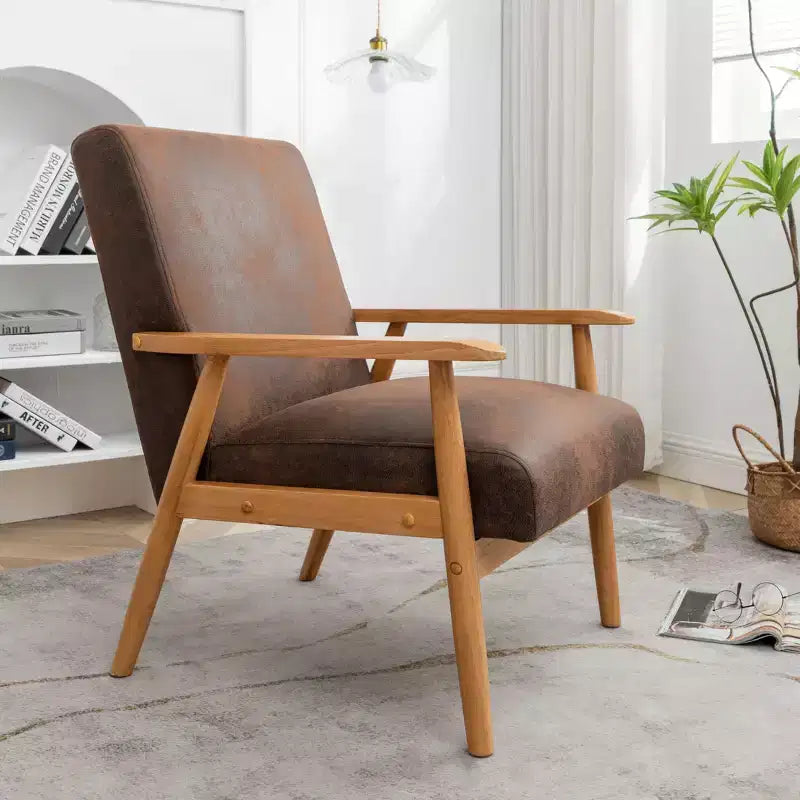 Fauteuil d'appoint moderne TUYOHW, fauteuil de salon avec accoudoirs fuselés, cadre en bois massif, fauteuil rembourré en microfibre pour salon, bureau