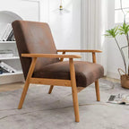 Fauteuil d'appoint moderne TUYOHW, fauteuil de salon avec accoudoirs fuselés, cadre en bois massif, fauteuil rembourré en microfibre pour salon, bureau