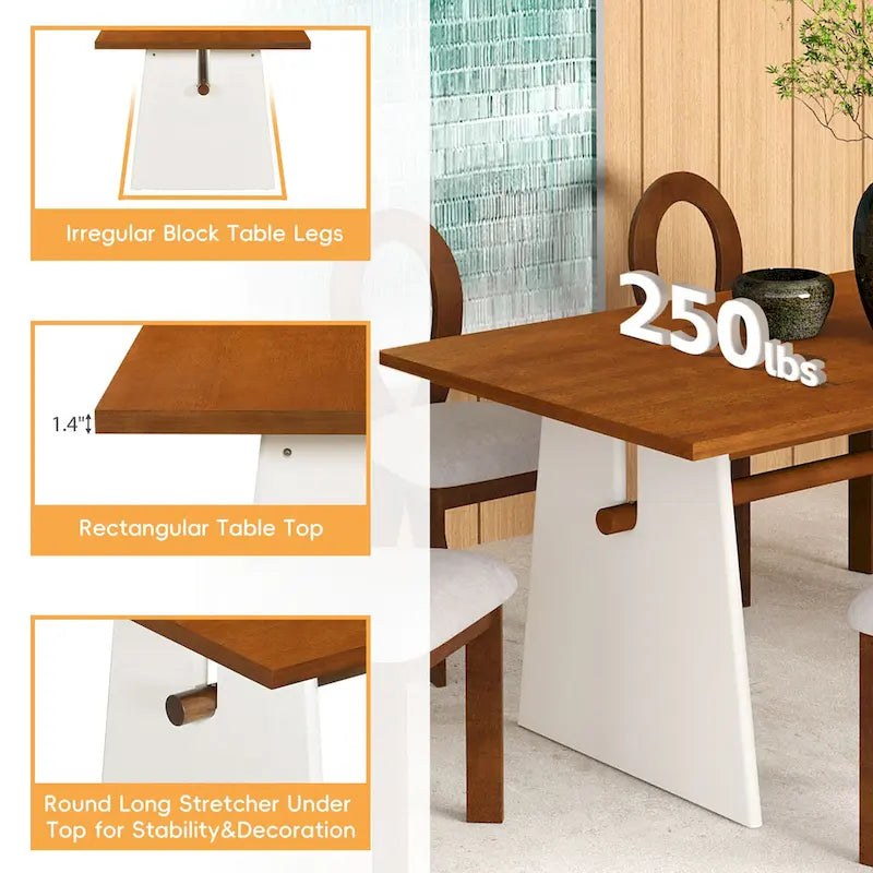 Ensemble de salle à manger moderne 7 pièces avec 6 chaises rembourrées