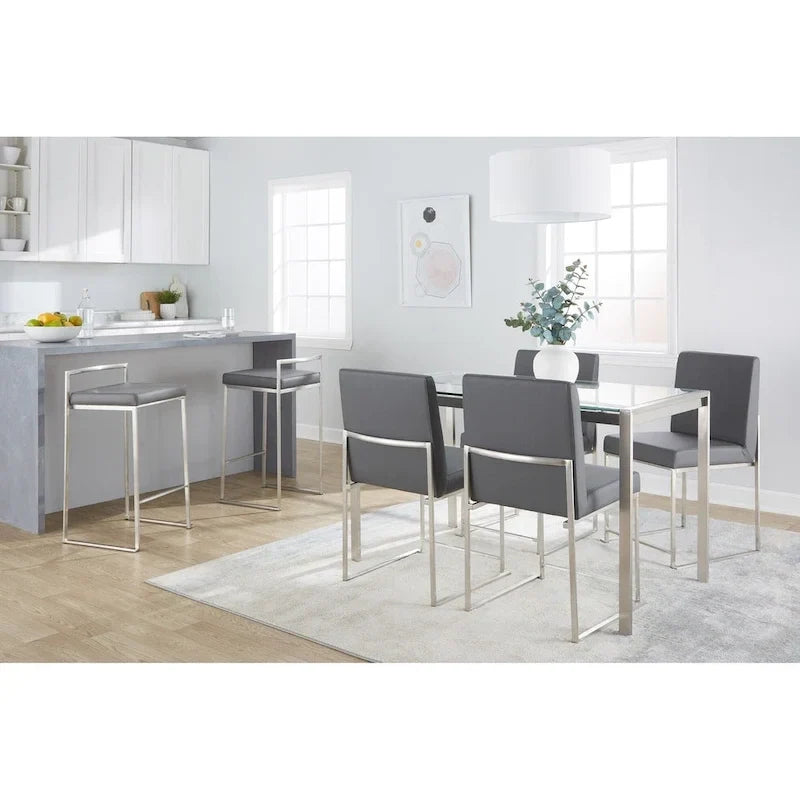 Tabouret de comptoir Silver Orchid Forrest en acier inoxydable empilable et entièrement soudé (lot de 2)