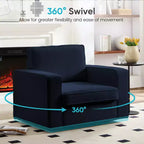 Mjkone Fauteuil pivotant moderne 360°, Fauteuil carré rembourré, Canapé simple confortable en chenille