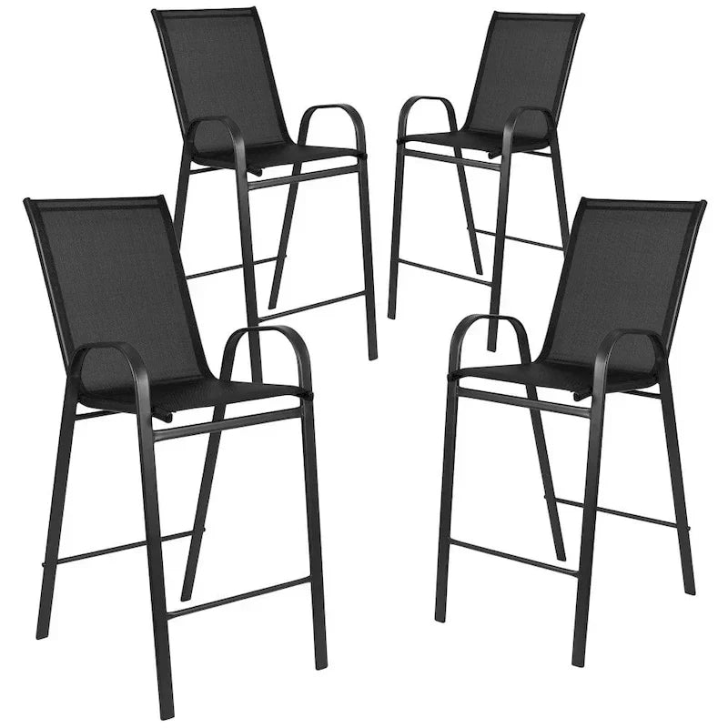 Lot de 4 tabourets de bar d'extérieur avec matériau Flex Comfort - Tabouret de terrasse