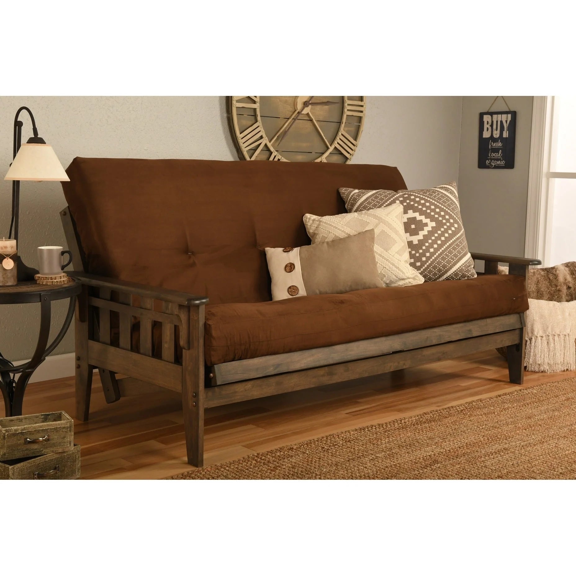 Ensemble de futon rustique pleine grandeur Somette Tucson en noyer avec matelas