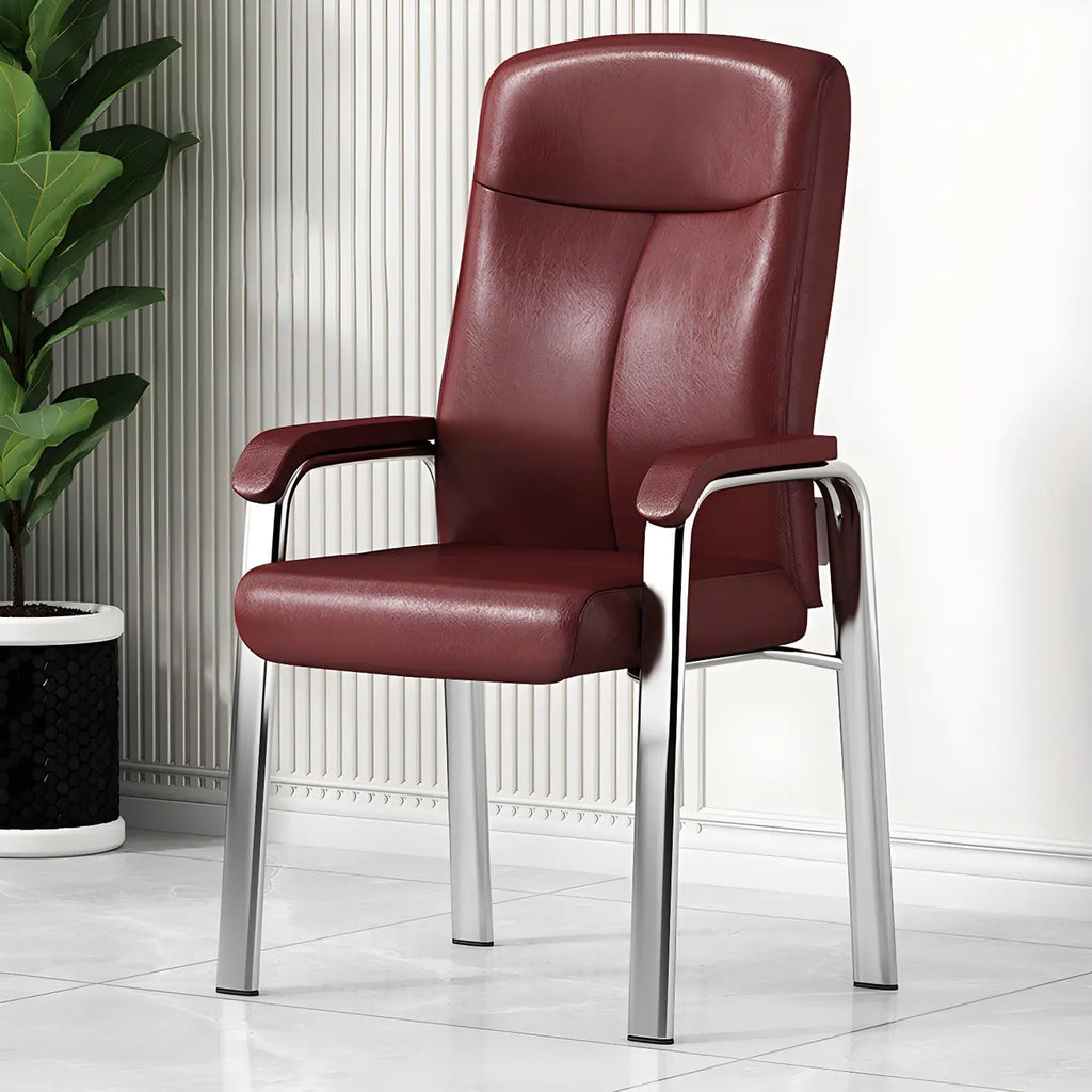 Chaise de bureau HomeyFad moderne en cuir et métal à 4 pieds avec accoudoirs