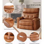 Fauteuil inclinable en cuir surdimensionné, inclinable manuel extra large, chaise longue avec accoudoirs et dossier confortables en éponge 1,5X pour salon, chambre