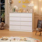 Commode à 8 tiroirs pour chambre à coucher, commode spacieuse avec rangement profond, commode double horizontale en bois avec grand plateau pour salon