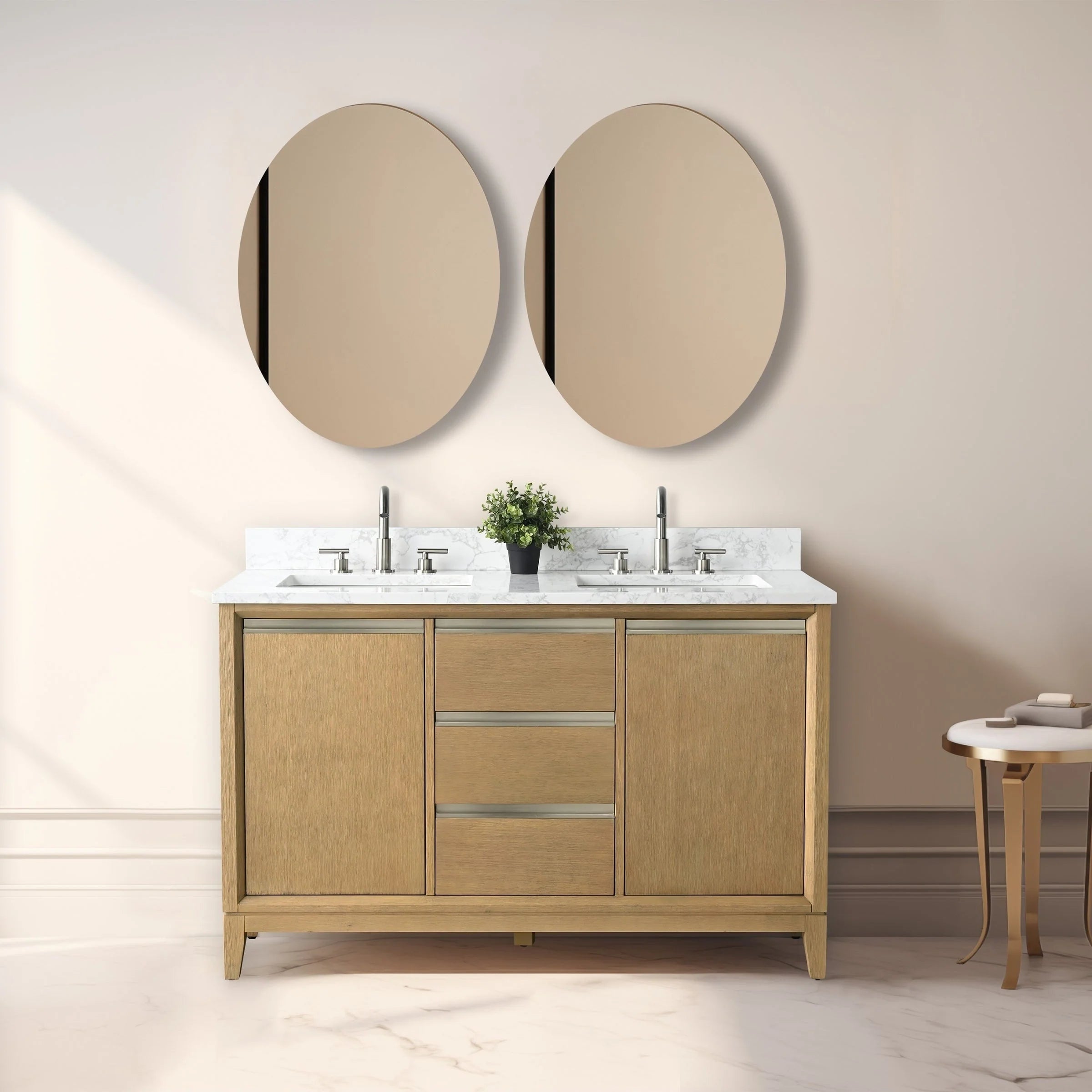 Meuble-lavabo Vanity Art avec évier en céramique et dessus en marbre reconstitué