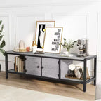 Meuble TV marron rustique de 65 pouces, meuble de style rustique avec rangement pour téléviseurs jusqu'à 75 pouces, idéal pour le salon