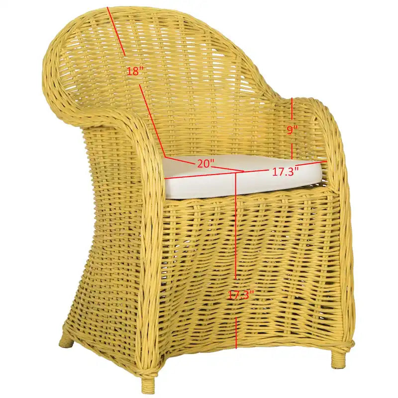 SAFAVIEH Sinja Fauteuil club en rotin jaune - 24 x 26 x 35 - 24x26x35H
