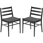 TUYOHW Lot de 2 Chaises de Salle à Manger Style Ferme Moderne du Milieu du Siècle, Chaises de Salle à Manger avec Assise en Corde Tressée et Cadre en Métal Robuste