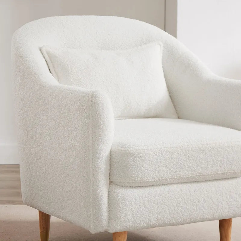 28,34 W Lot de 2 fauteuils d'appoint, fauteuil barillet en velours avec pieds en bois massif