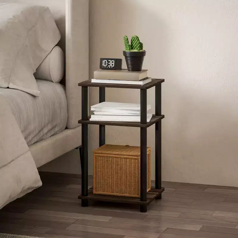HOMLUX Lot de 2 tables d'appoint à 3 niveaux, table de chevet avec étagère de rangement