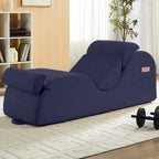 Mjkone Chaise Longue de Yoga en Velours Côtelé, Canapé de Yoga Incurvé avec Appui-Tête/Coussin Lombaire/Repose-Pieds Amovibles, Base Antidérapante