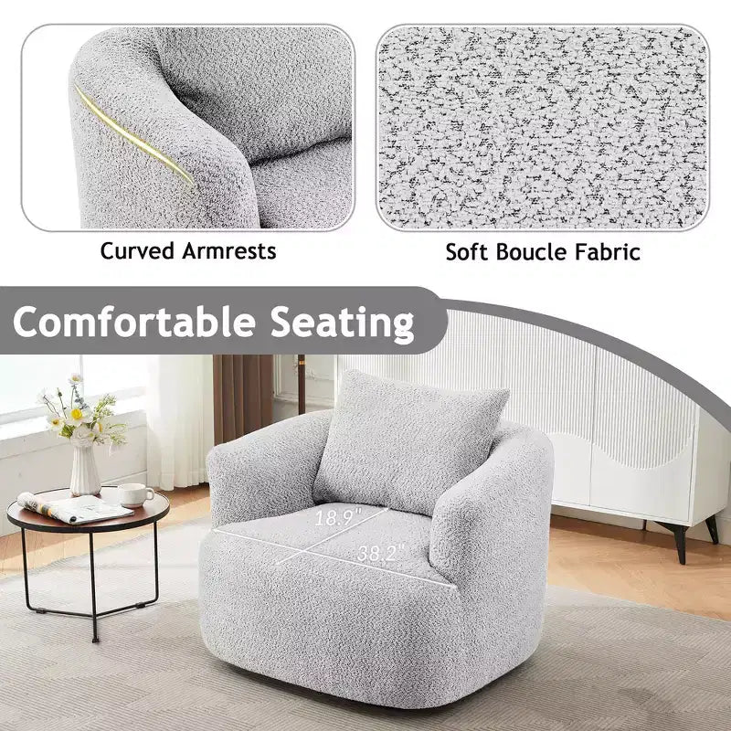 Fauteuil baquet pivotant rembourré Whisen 38.2 avec oreiller