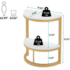 Table d'appoint demi-ronde, table d'appoint étroite, table basse en C mince avec cadre en métal