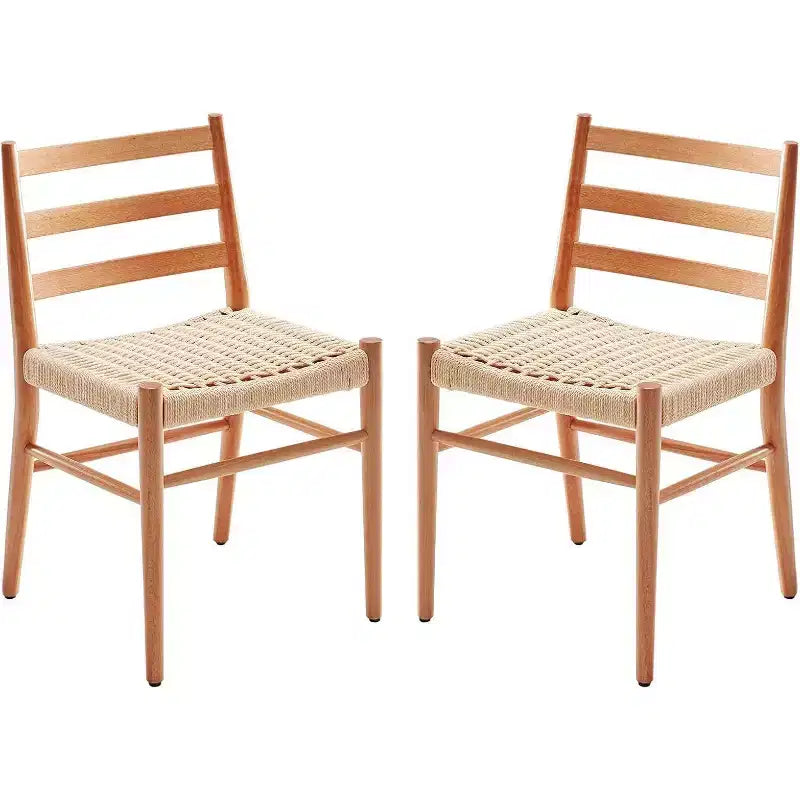 TUYOHW Lot de 2 Chaises de Salle à Manger Style Ferme Moderne du Milieu du Siècle, Chaises de Salle à Manger avec Assise en Corde Tressée et Cadre en Métal Robuste