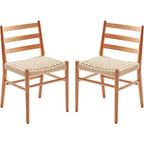 TUYOHW Lot de 2 Chaises de Salle à Manger Style Ferme Moderne du Milieu du Siècle, Chaises de Salle à Manger avec Assise en Corde Tressée et Cadre en Métal Robuste