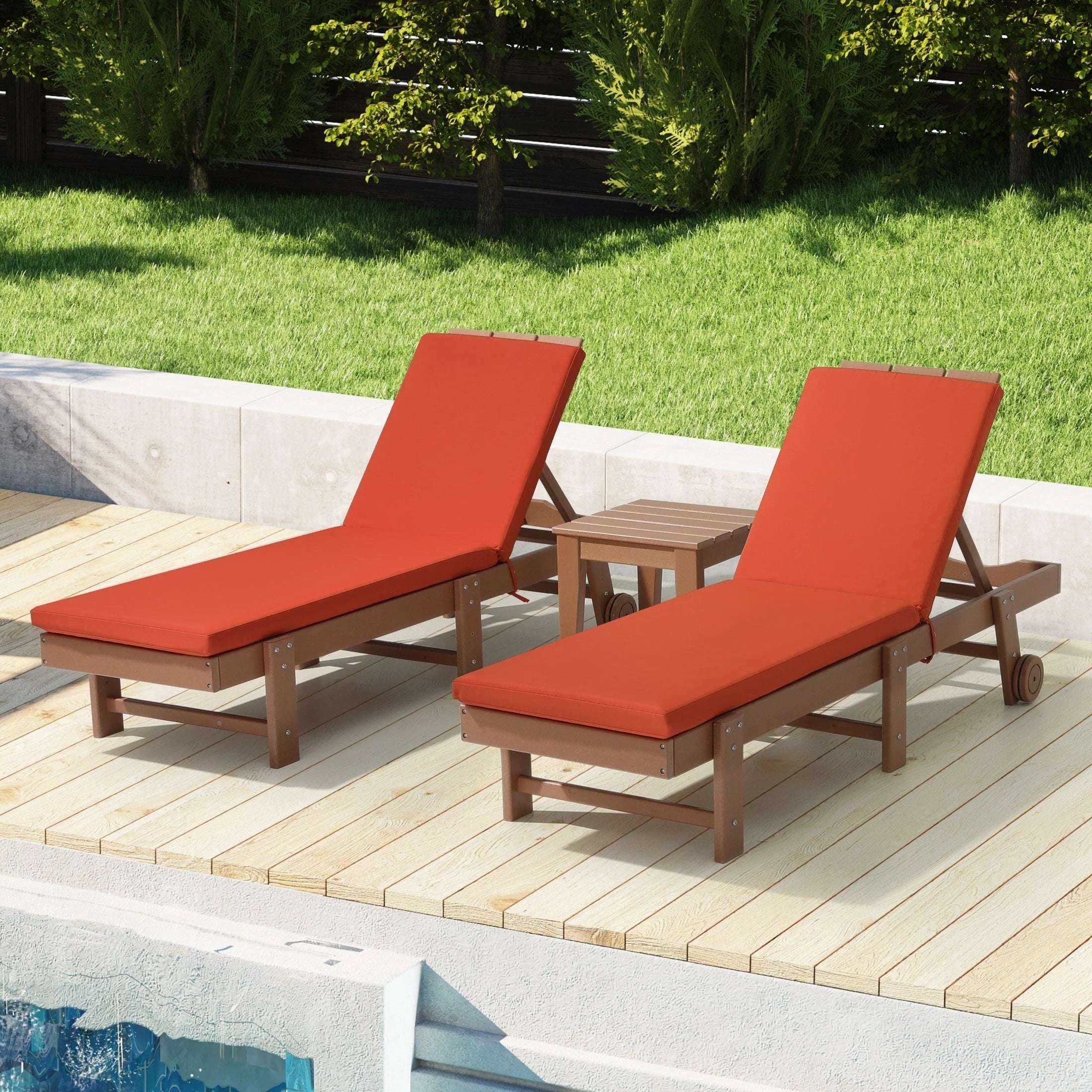 Coussins de chaise longue de patio d'extérieur tout temps Polytrends Fading Free - (Lot de 2)