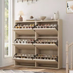 46.3 Meuble à chaussures avec 6 tiroirs basculants, Organiseur de chaussures en bois avec étagère réglable, Meuble à chaussures dissimulé pour Couloir, Salon, Entrée