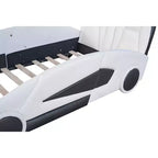 Lit Plateforme Jumeau Whisen au Design Cool en Forme de Voiture de Course avec Roues