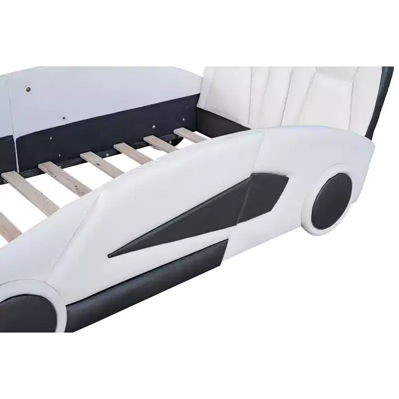 Lit Plateforme Jumeau Whisen au Design Cool en Forme de Voiture de Course avec Roues
