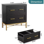 Meuble de classement à 2 tiroirs Lantine, armoire de classement latérale moderne en bois pour documents de format lettre/légal/A4 avec support d'imprimante pour bureau à domicile, noir et or