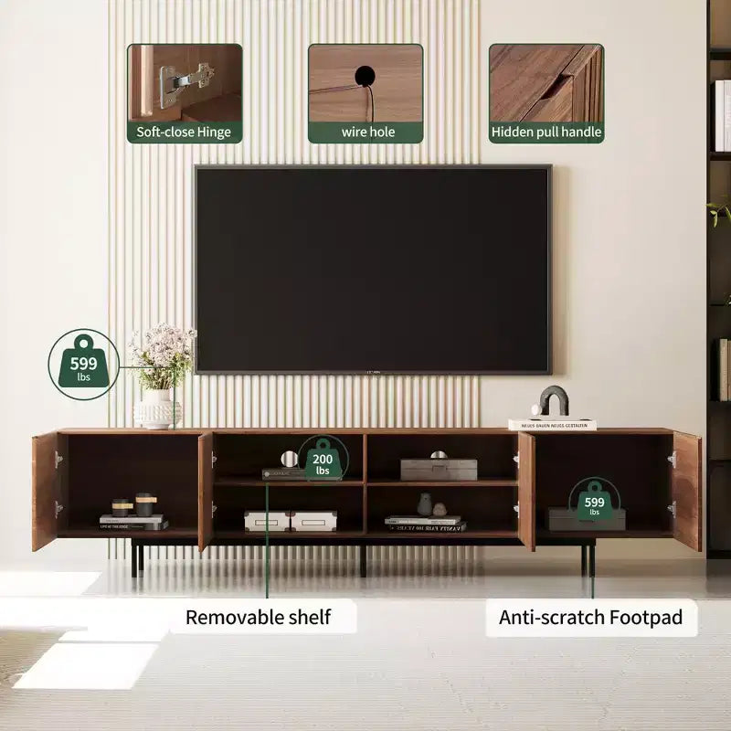 Meuble TV en bois de 94,48 pouces avec rangements pour téléviseurs jusqu'à 100 pouces Gaoyangjiaju