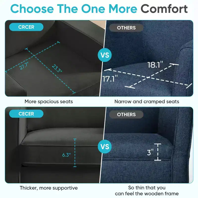 Mjkone Fauteuil pivotant moderne 360°, Fauteuil carré rembourré, Canapé simple confortable en chenille