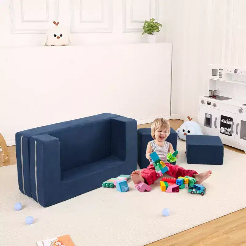 Canapé convertible pour enfant, 3 pièces, lit canapé en mousse, canapé modulaire pour chambre d'enfant ou salle de jeux