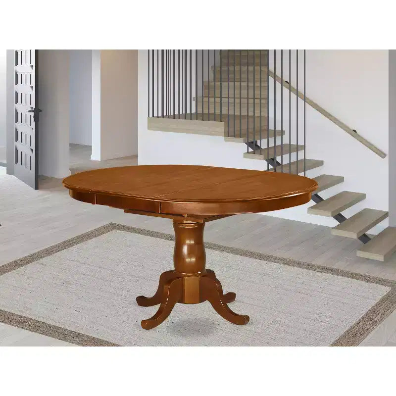 AccueilStockTable à manger ovale Portland avec rallonge papillon et pied piédestal Saddle