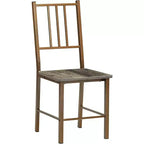 Ensemble de salle à manger 2 pièces, table carrée en bois de 120 cm avec pieds en métal et chaises assorties, table de cuisine marron antique pour petits espaces