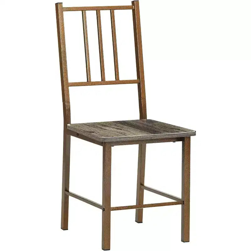 Ensemble de salle à manger 2 pièces, table carrée en bois de 120 cm avec pieds en métal et chaises assorties, table de cuisine marron antique pour petits espaces