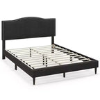 Cadre de lit rembourré Costway Queen Size avec tête de lit cloutée et support à lattes en bois