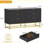 Commode 6 tiroirs Coolmee, tiroirs de commode modernes, organisateur de tiroirs avec pieds en métal, armoire de rangement pour chambre, salon, couloir, placard