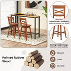 Costway Lot de 2 tabourets de bar/comptoir pivotants en bois d'hévéa, hauteur 61/76 cm, avec dossier incliné, noyer
