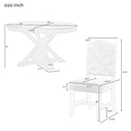 Ensemble de salle à manger 5 pièces en bois de style rétro avec table ronde extensible et 4 chaises, finition bois naturel vieilli