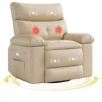 Fauteuil inclinable, fauteuil à bascule électrique pivotant avec chargeur USB pour adultes, avec massage vibrant et chauffage, pour salon, chambre à coucher