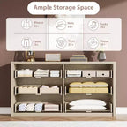 Commode large en bois à 6 tiroirs - Meuble de rangement moderne sans poignée pour chambre, salon, couloir et entrée, grande commode.