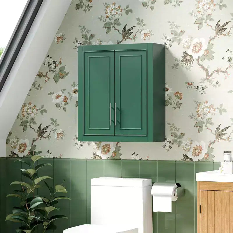 Meuble de Rangement Mural de Salle de Bain Double Porte au-dessus des Toilettes avec Étagères Réglables Organisateur Mural pour Salle de Bain, Cuisine, Buanderie, Chambre
