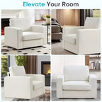 Mjkone Fauteuil pivotant moderne 360°, Fauteuil carré rembourré, Canapé simple confortable en chenille