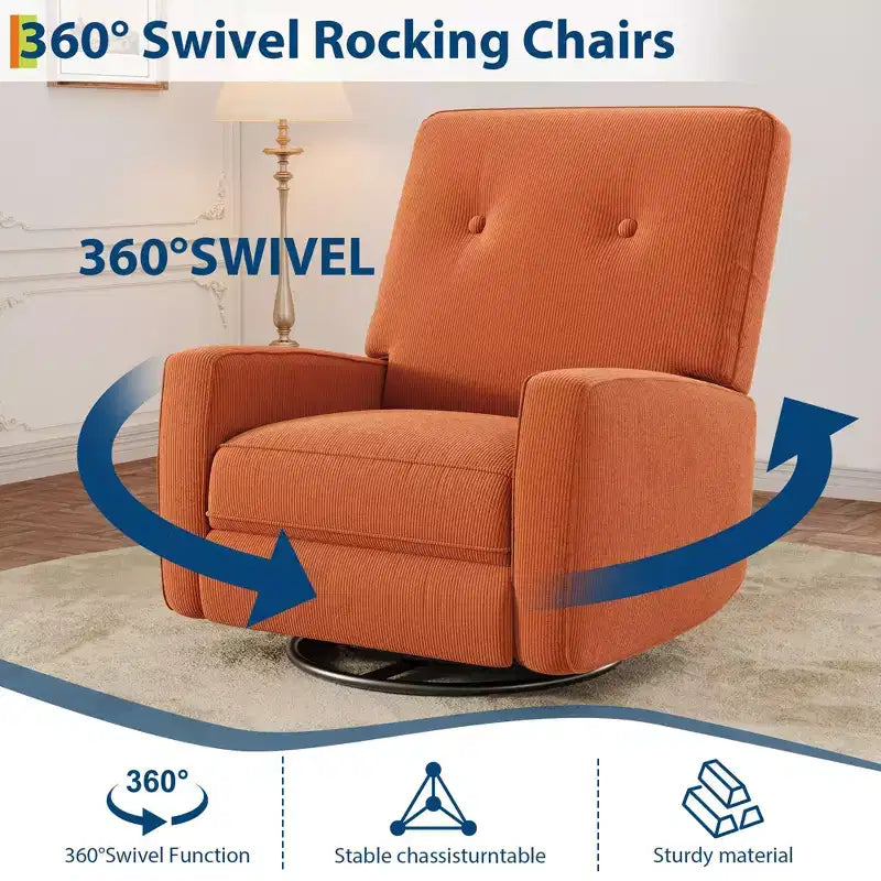 Fauteuil inclinable moderne 3 en 1 pivotant et à bascule, fauteuil à bascule à 360° avec dossier et repose-pieds réglables, fauteuil rembourré pour chambre de bébé, salon, chambre à coucher
